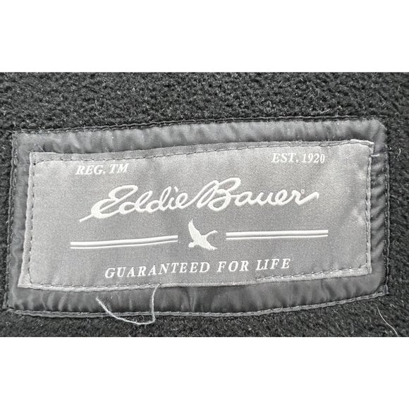 Eddie Bauer Quilted Hooded Faux Fur Lodge Down Duffle Puffer Coat Black Womens S - Picture 11 of 14